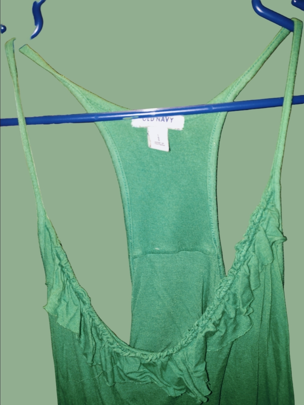 Old Navy Green Racerback Tank Top with Ruffle Trim - Picture 2 of 4
